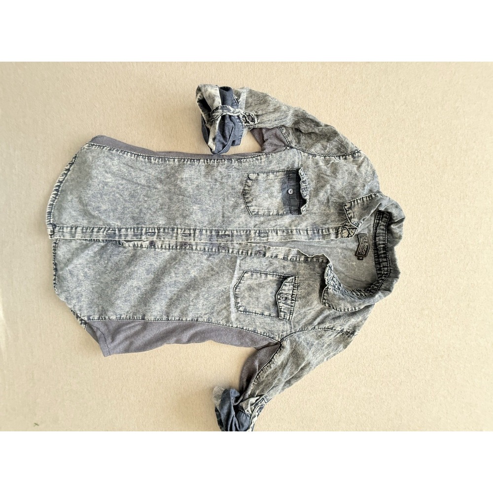 Ci Sona Woman's Small Denim Collar Shirt 3/4 Sleeve